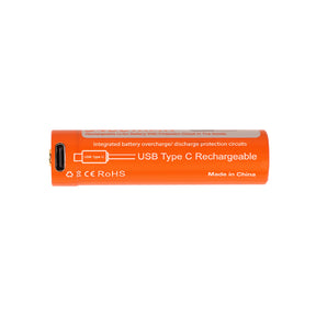 OrcaTorch 18650 USB充电式バッテリー3400mAh