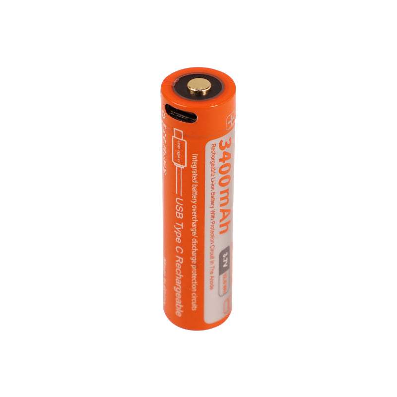 OrcaTorch 18650 USB Type-C Batterie Rechargeable 3400mAh