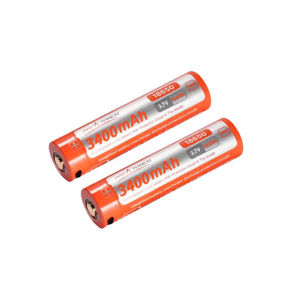 OrcaTorch 18650 USB Type-C Rechargeable Battery 3400mAh 18650 Battery