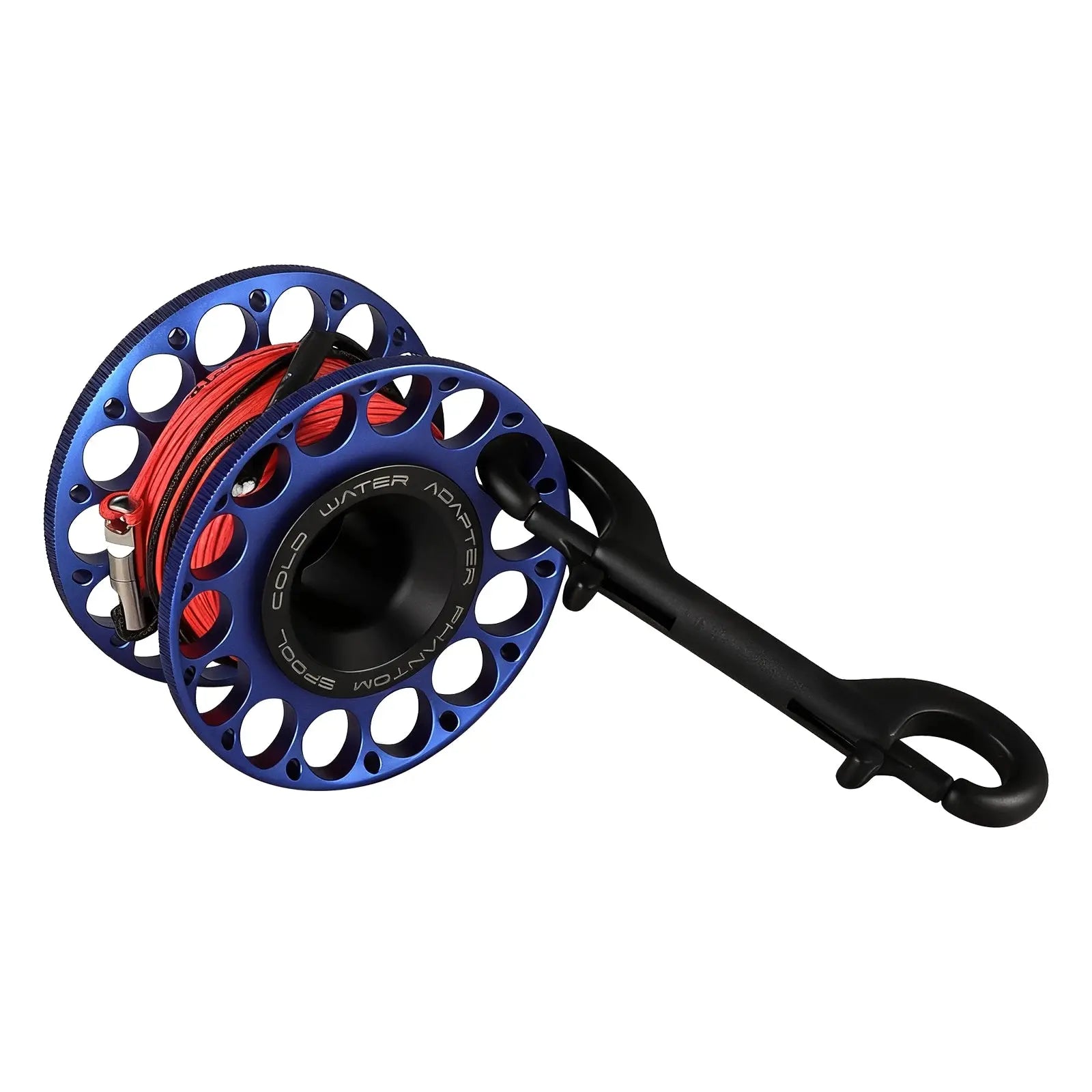 Phantom 2.0 30M Scuba Diving Finger Spool Reel with 316 Stainless Steel Black Double Ended Clip for Underwater Water Sport OrcaTorch Dive Lights