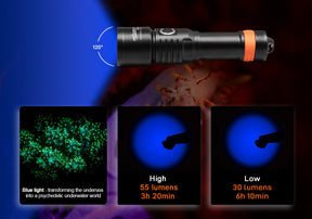 ORCATORCH D530V 1200 lúmenes Luz de vídeo subacuática