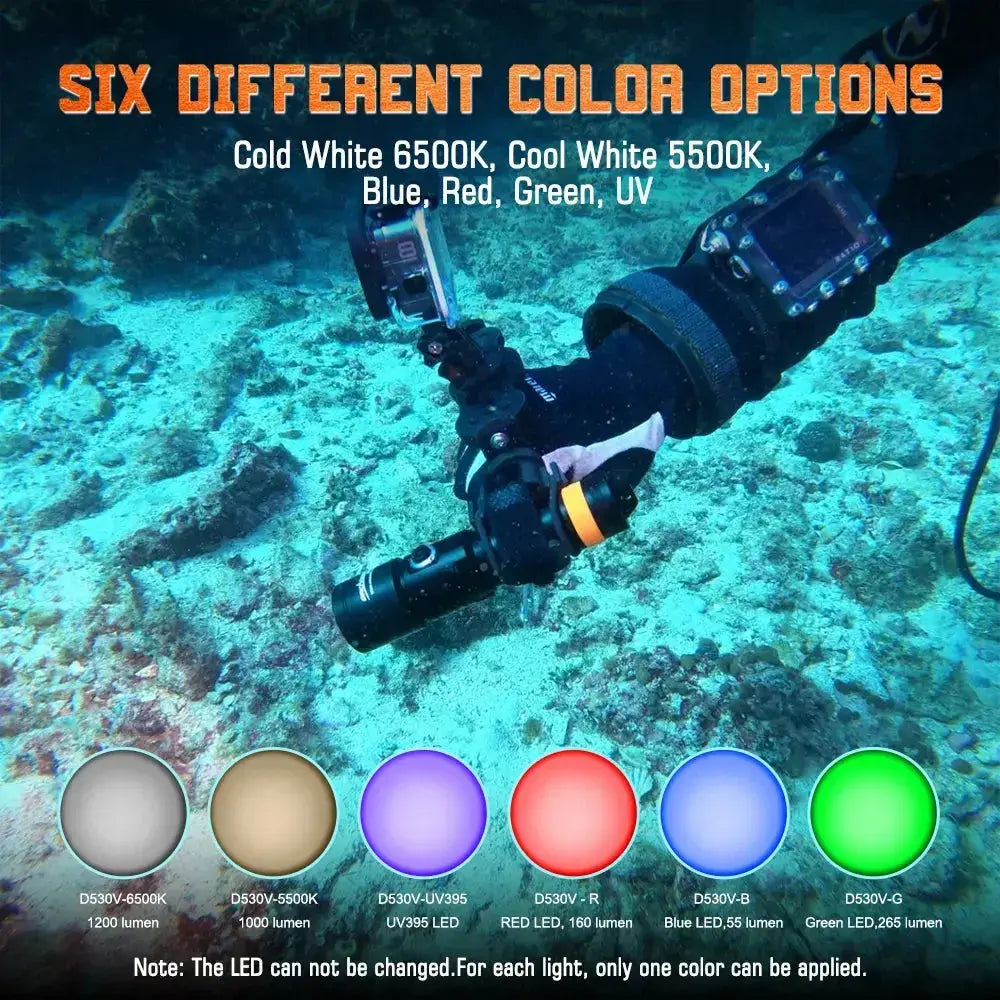 ORCATORCH D530V 1200 lumens Underwater Video Light - OrcaTorch Dive