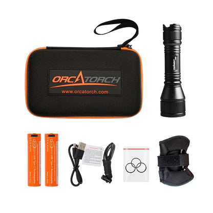 OrcaTorch D550 1000 Lumens Scuba Diving Light with Tail Magnetic Switch 18650 Battery