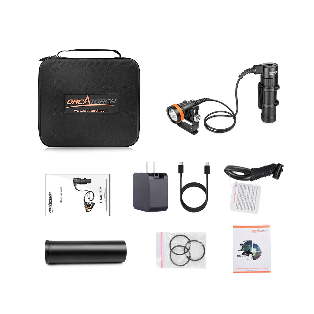 OrcaTorch D630 v2.0 & D700 & SD01 Dive Light Bundle Pack OrcaTorch D630 v2.0 & D700 & SD01 Dive Light Bundle Pack