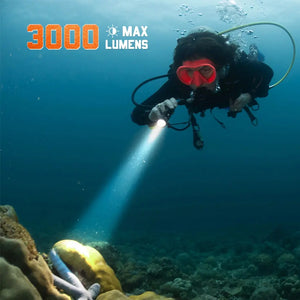 OrcaTorch D710 Best-Selling Small & Powerful Dive Light Max 3000 Lumen Turbo mode