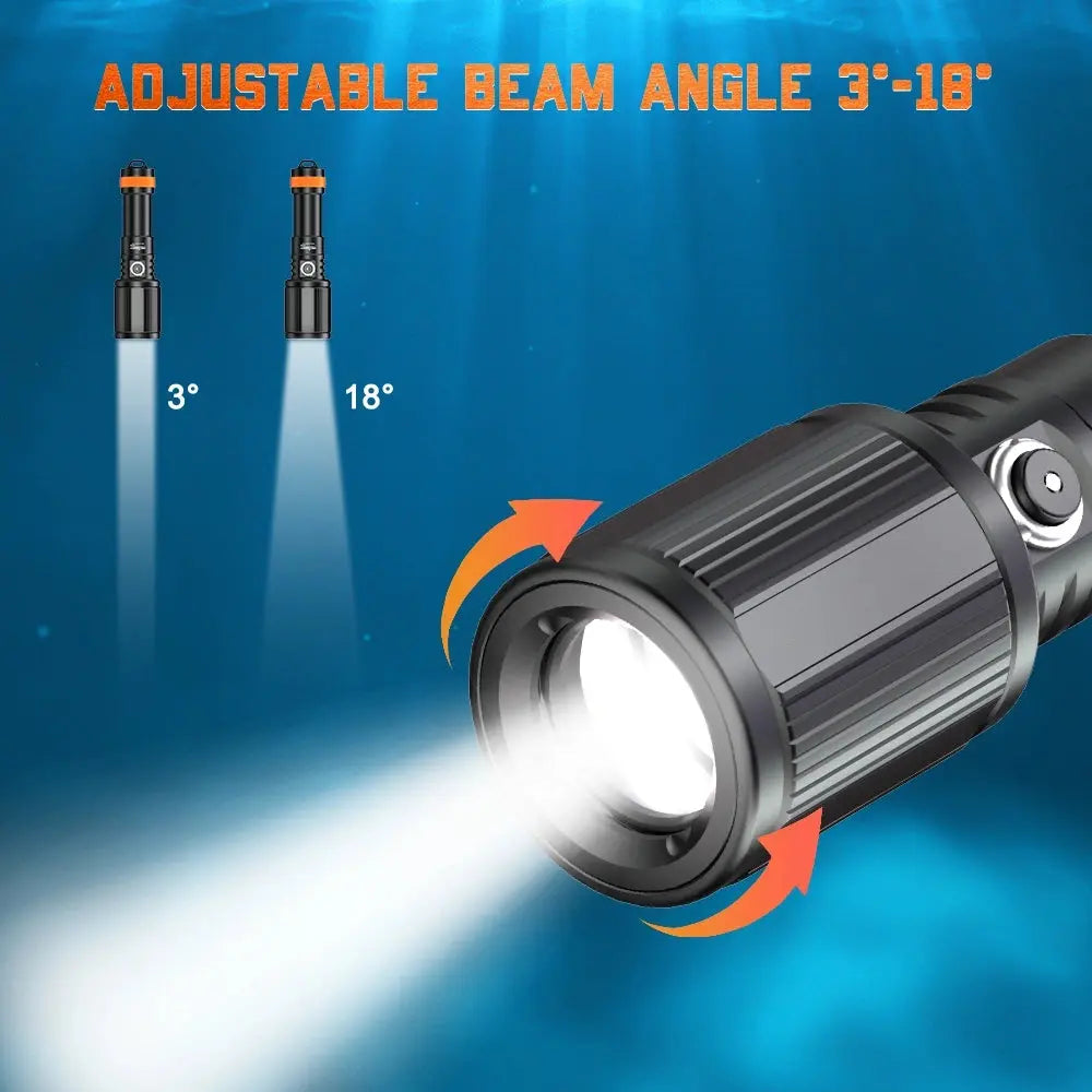 OrcaTorch D720 Long Beam Dive Light 1300m Beam Angle Adjustable
