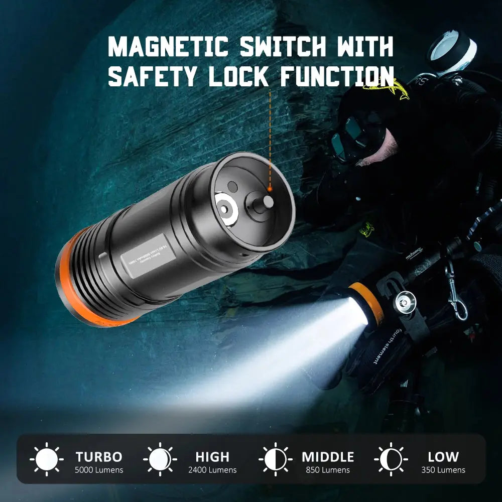 OrcaTorch D920 5000 Lumens Dive Light | 9° Narrow Beam, 424m Beam