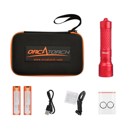 OrcaTorch ORCA7 コンパクトバックアップダイビングライト 3000ルーメン | 日常のメインライトとして使用可能 | 手のひらサイズ 125g SOS機能付き