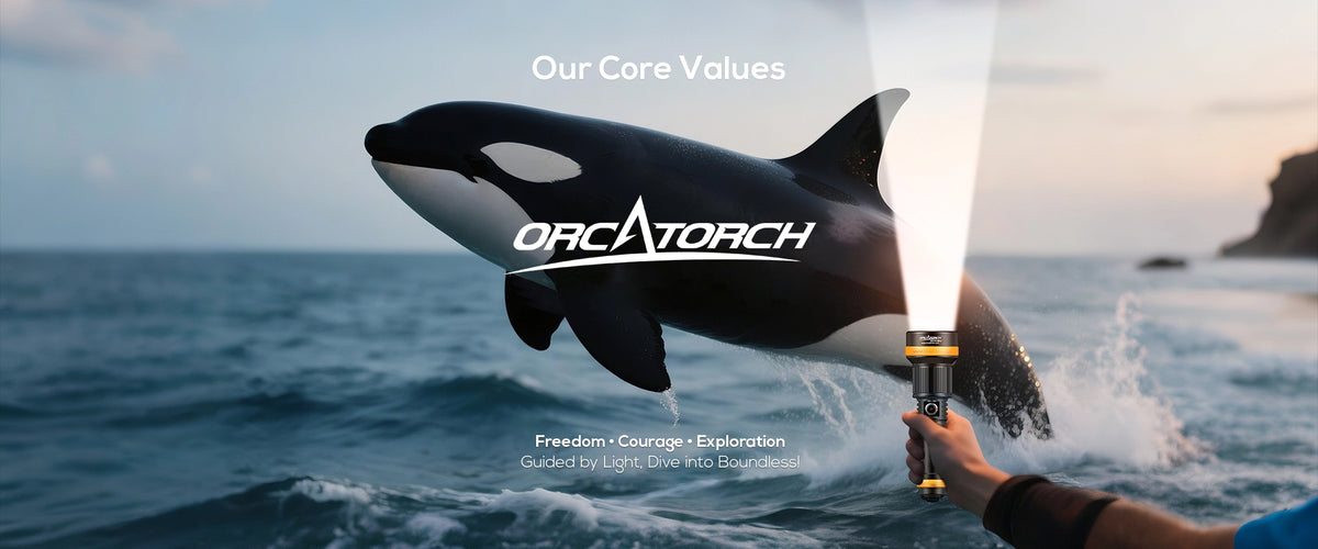 Orca Torch About Us - OrcaTorch Dive Lights for Safe Diving!