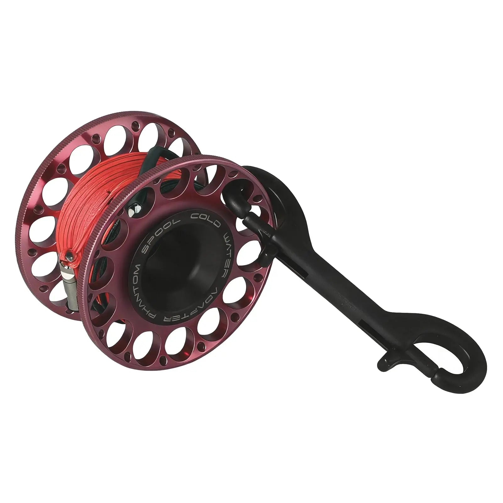 Phantom 2.0 30M Scuba Diving Finger Spool Reel with 316 Stainless Steel Black Double Ended Clip for Underwater Water Sport OrcaTorch Dive Lights