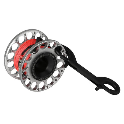 Phantom 2.0 30M Scuba Diving Finger Spool Reel with 316 Stainless Steel Black Double Ended Clip for Underwater Water Sport OrcaTorch Dive Lights