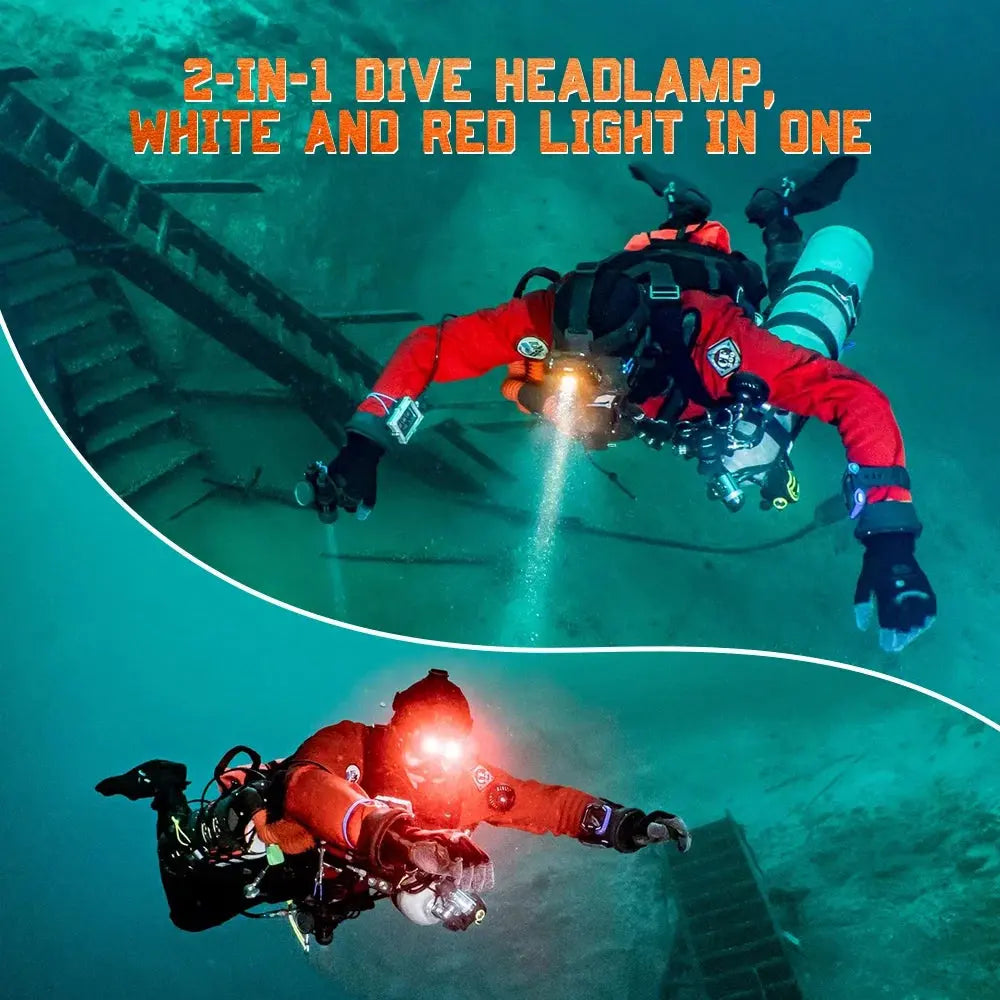 OrcaTorch TD01 Dive Headlamp Dual-Color Max 1200 Lumens