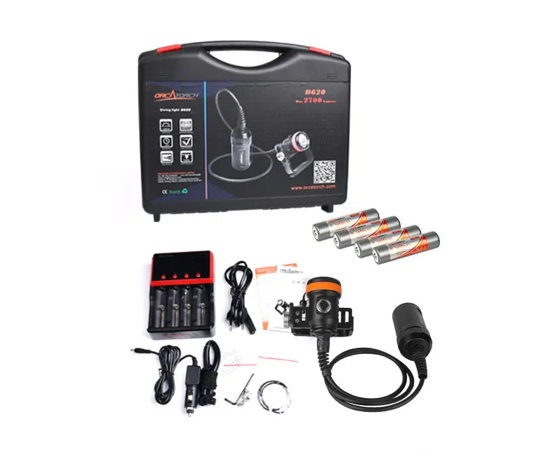 fff　co2 ライトセット OrcaTorch D620 V2.0 2700 Lumens Primary Canister Dive Light