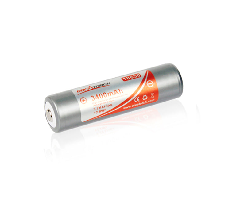 OrcaTorch 18650 Rechargeable Battery- 3400mAh - OrcaTorch Dive Lights